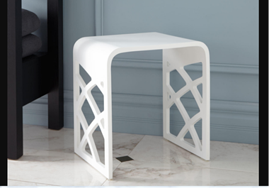 Recalled white matte resin bath stool