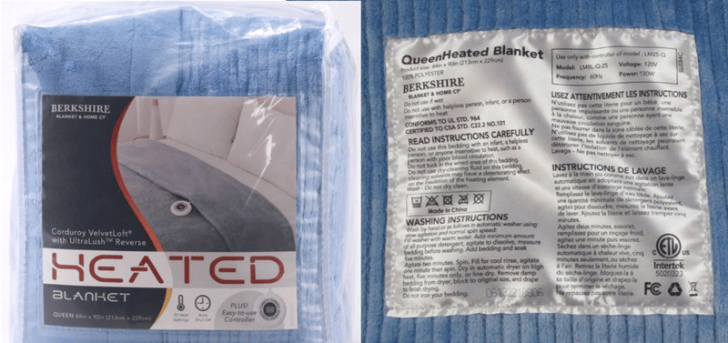 Recalled Berkshire Blanket Heated Blanket - Queen