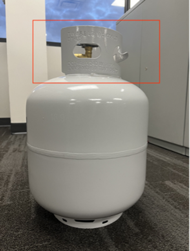 Recalled EVAS 20 lb. propane exchange cylinder