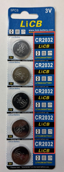 Recalled LiCB CR2032 3V Lithium Coin Batteries