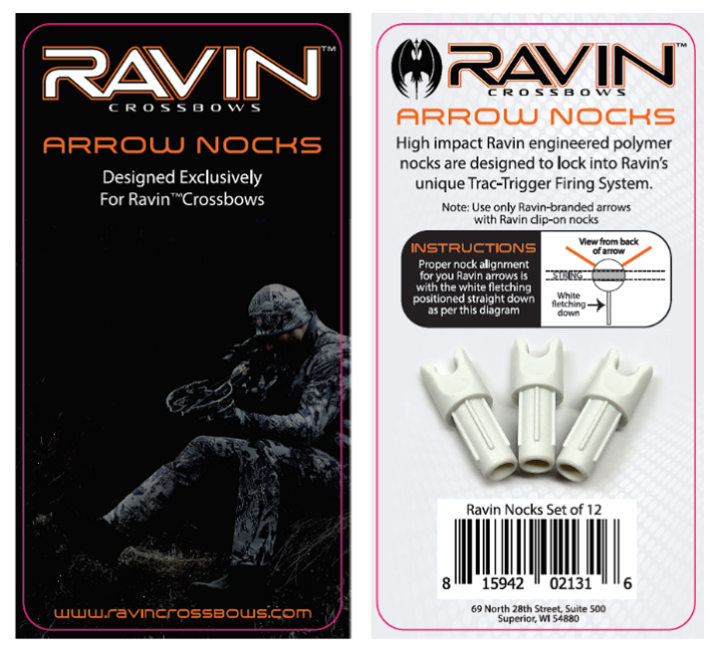 Recalled white arrow nocks with packaging