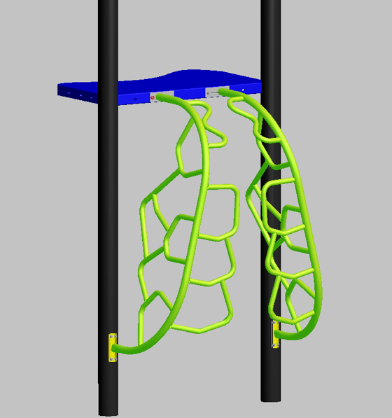 Merge Metal Climbers with arrows pointing to the hand grip entrapment areas.