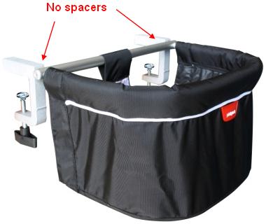 Chairs included in this recall do not have black plastic spacers between the cross bar and clamps