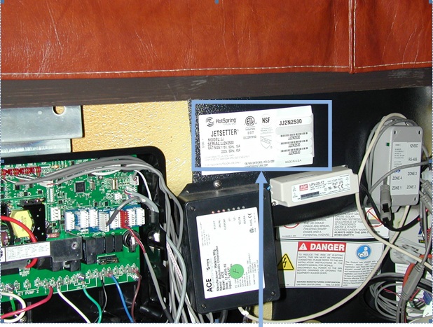 Spa model name and serial code label