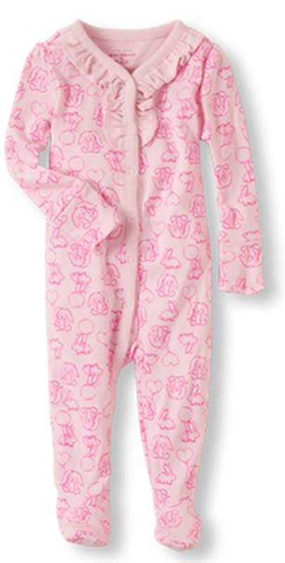 Pink bunny ruffled footies