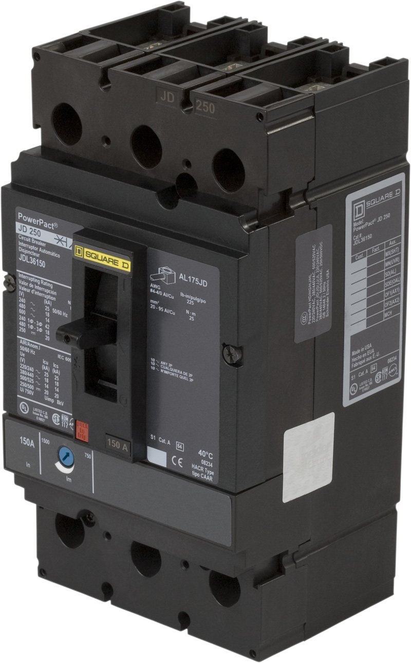 Schneider PowerPact J-frame molded case lug-style breaker
