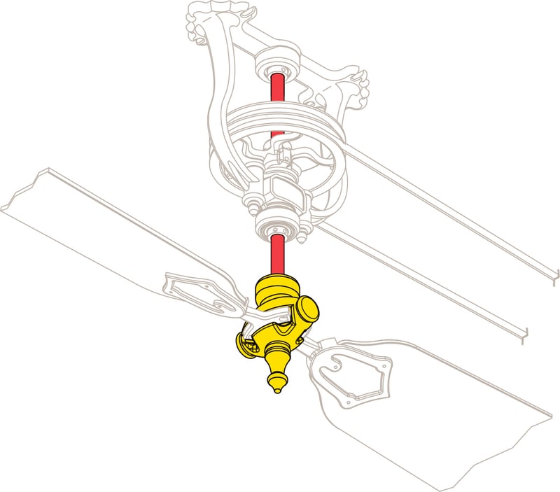 Brewmaster Drawing Indicating in Yellow the Fan Hub.
