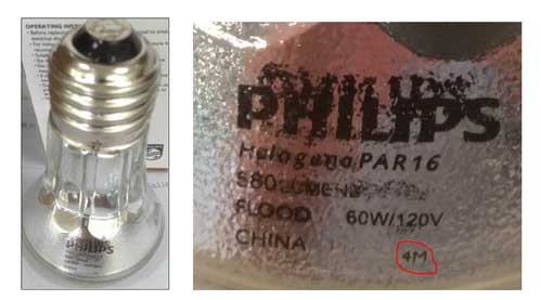 Actual lamp with etch position