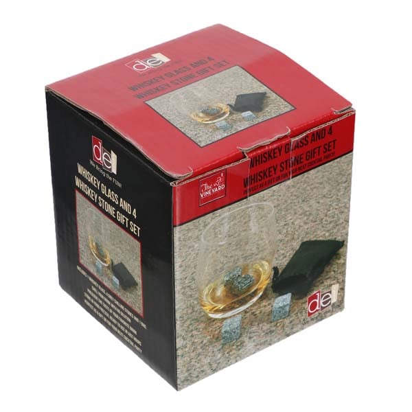Whiskey Glass and 4 Whiskey Stone Set