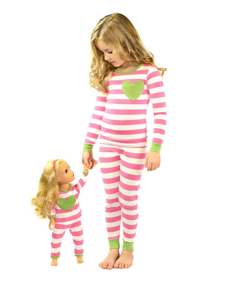 Pink and white pajamas