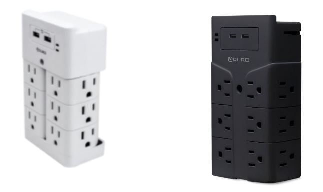 Recalled Aduro Surge Wall Charging Tower w/ 12 Outlets and Dual USB Ports in white and black