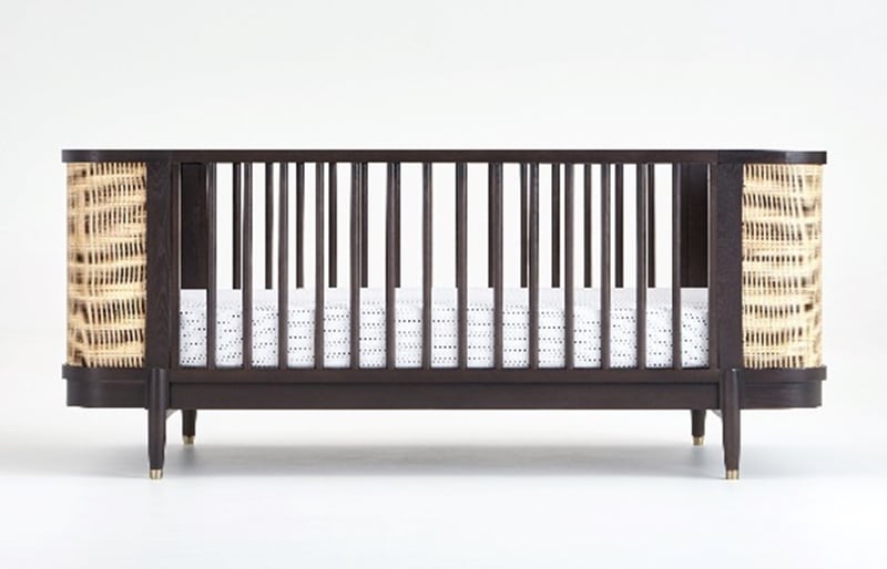 Recalled Crate and Barrel Thornhill Dark Brown and Natural Baby Crib
