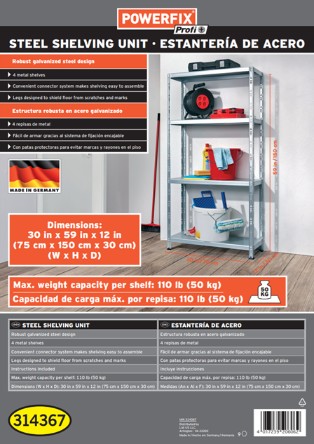 Recalled Lidl Powerfix shelving unit