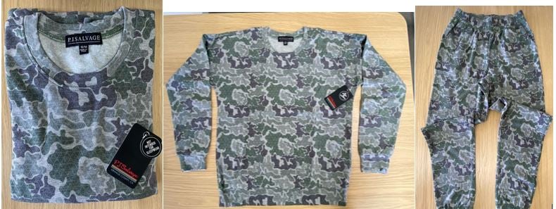 Recalled P.J. Salvage pajama set in camo print in olive