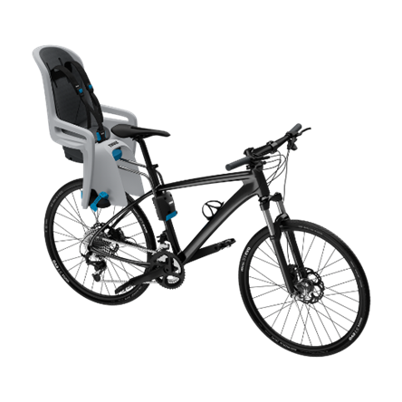 Recalled Thule RideAlong rear-mounted Child Bike Seat, gray seat with black harness pads