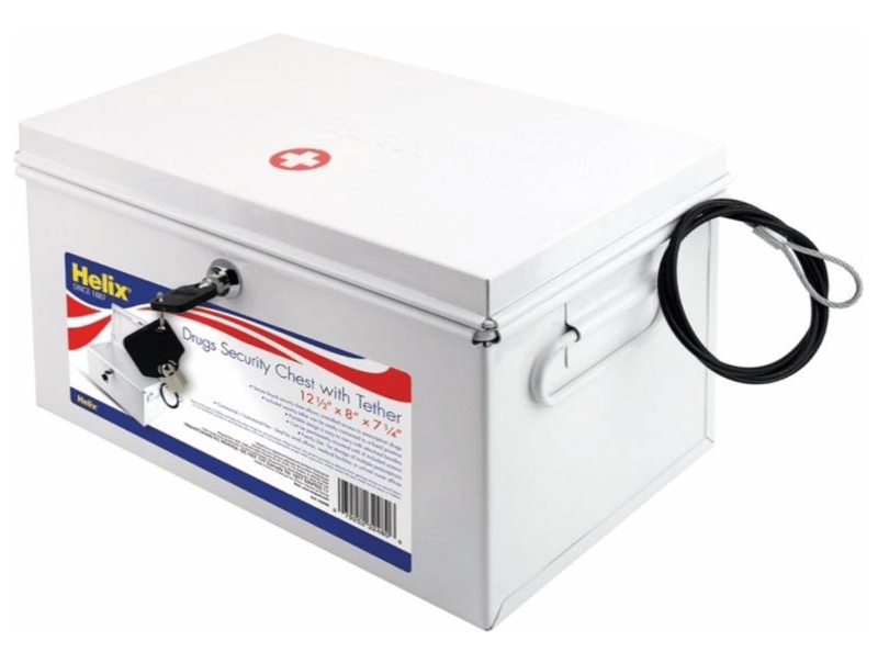 Recalled Helix Metal Lockable Drug Security Chest - closed