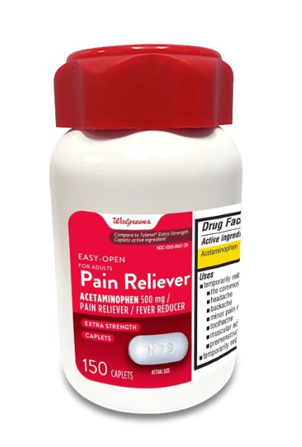 Recalled Walgreens Pain Reliever Acetaminophen 500 mg, 150 Count Bottle