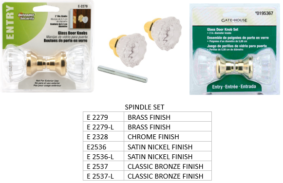 Recalled Glass Doorknobs Spindle Set