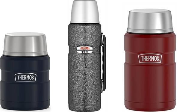 Recalled Thermos 16-oz Stainless King Food Jar (SK3000), 40-oz Sportsman Food & Beverage Bottle (SK3010), and 24-oz Stainless King Food Jar (SK3020)