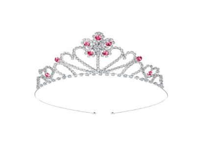 Recalled Yaomiao Red Rhinestone Silver Tiara