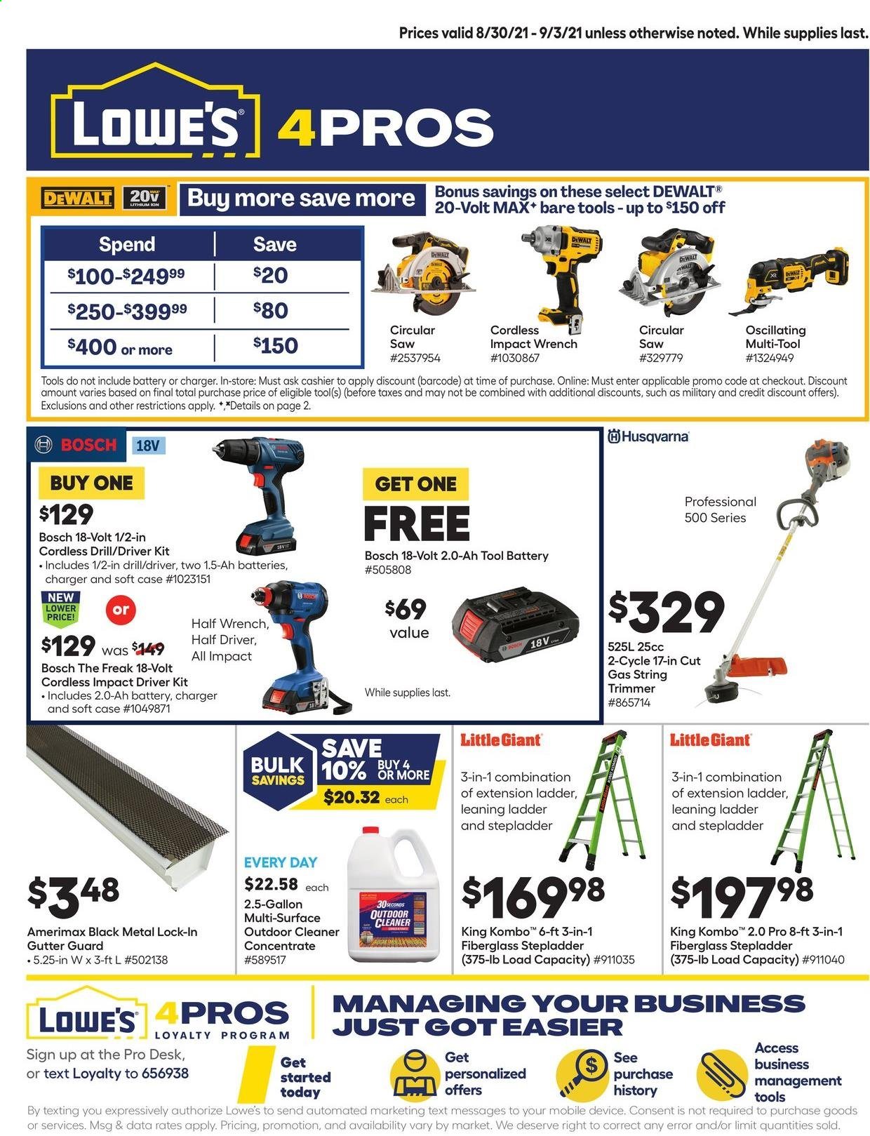 Lowe's Pro Ad from august 30 to september 3 2021 - Page 1