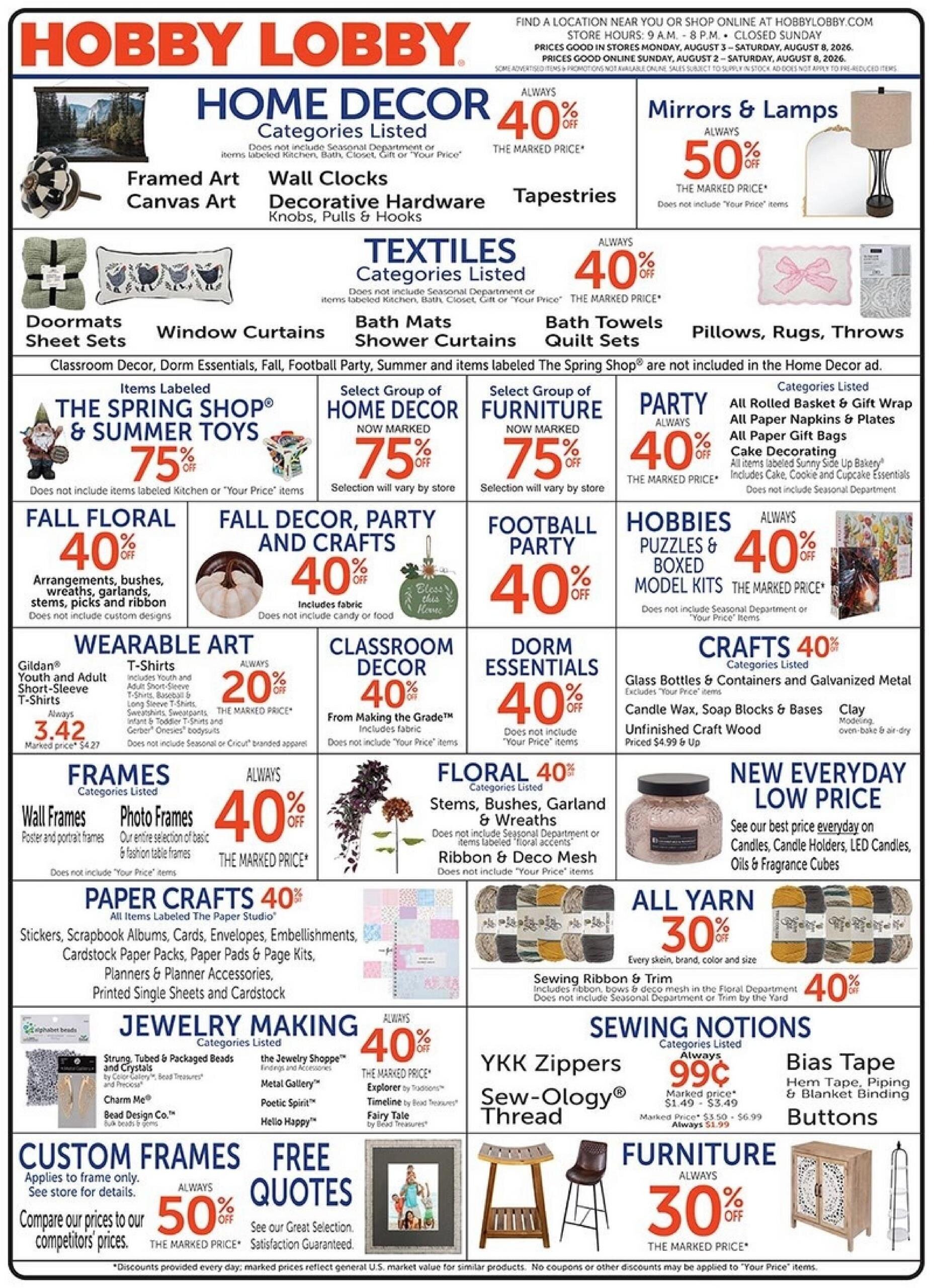 Hobby Lobby Weekly Ad - Page 1