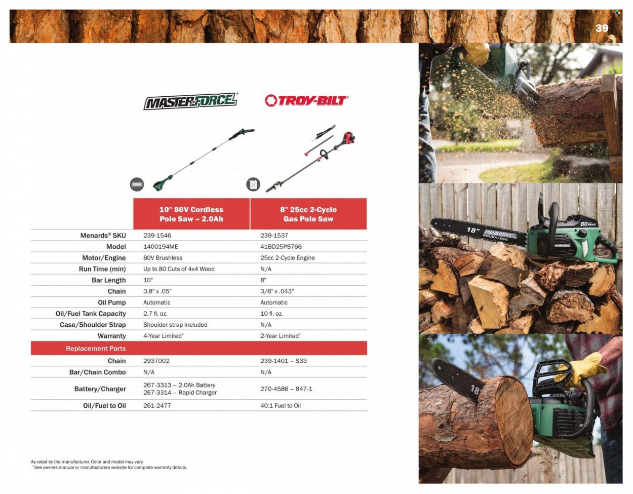 Menards 2022 All Year Round Outdoor Power Equipment - Page 39