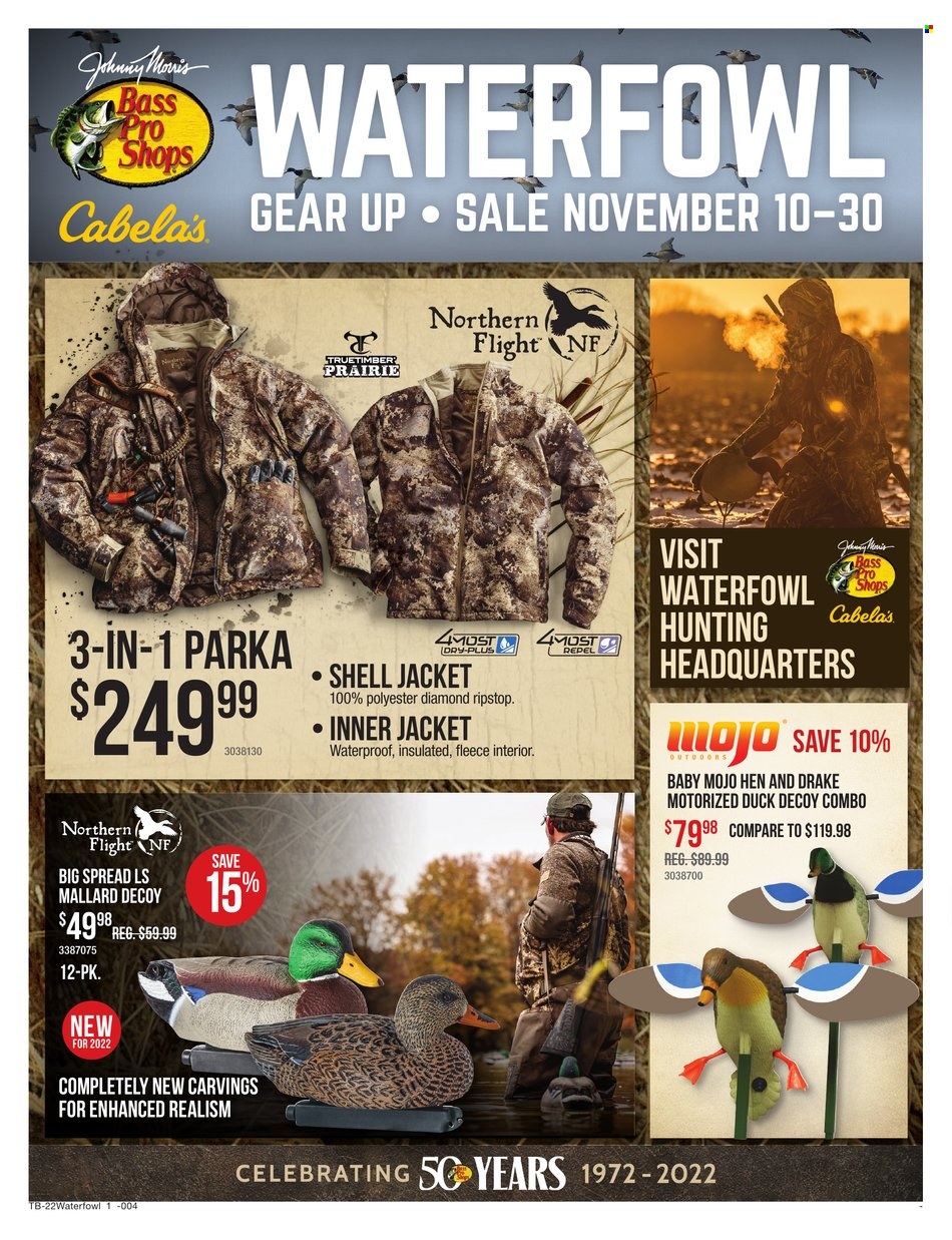 Cabela's + Bass Pro Shops Ad: Waterfowl Gear Up & Save! - Page 1
