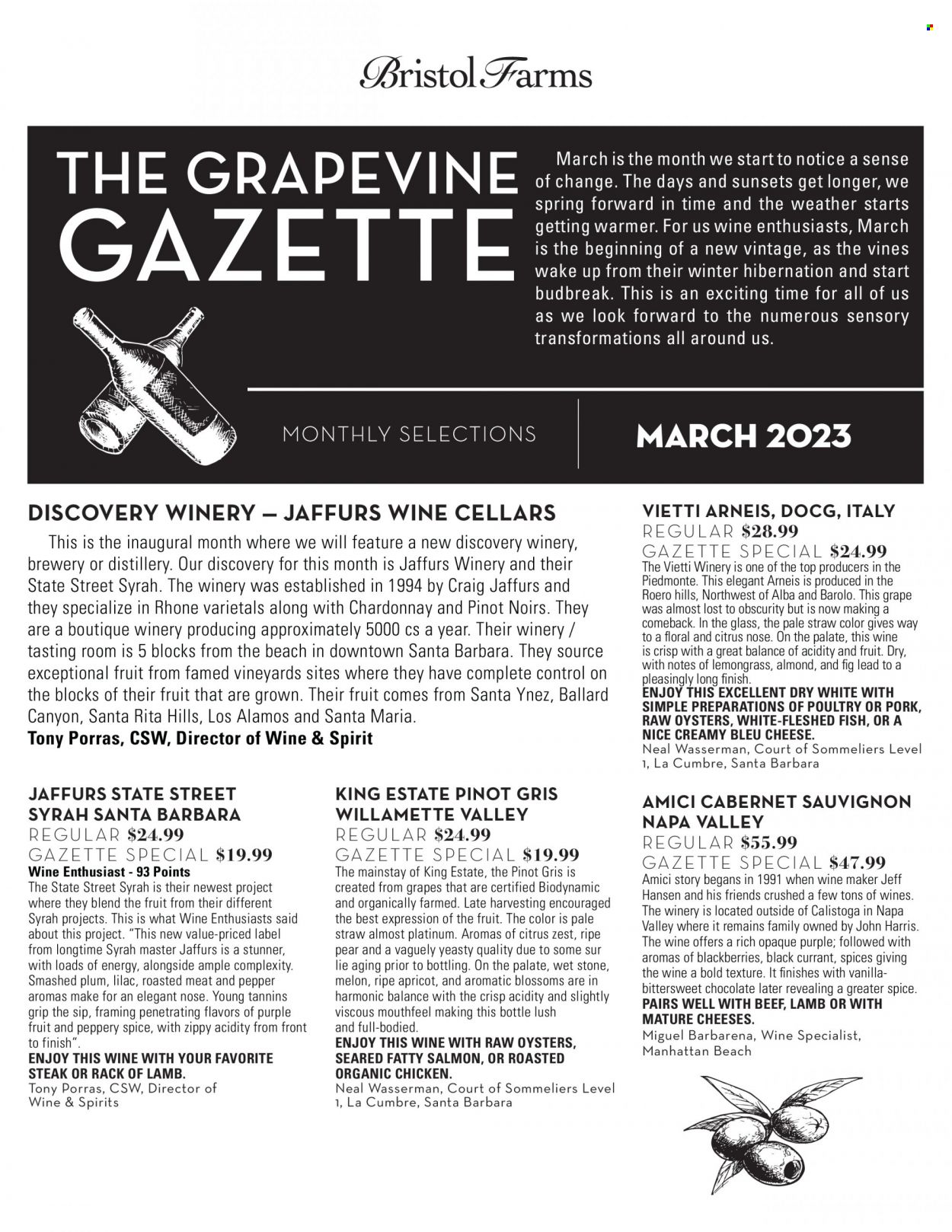 Bristol Farms - The Grapevine Gazette - March 2023 - Page 1