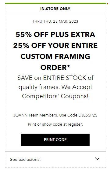 Joann Custom Framing Coupon - Page 1