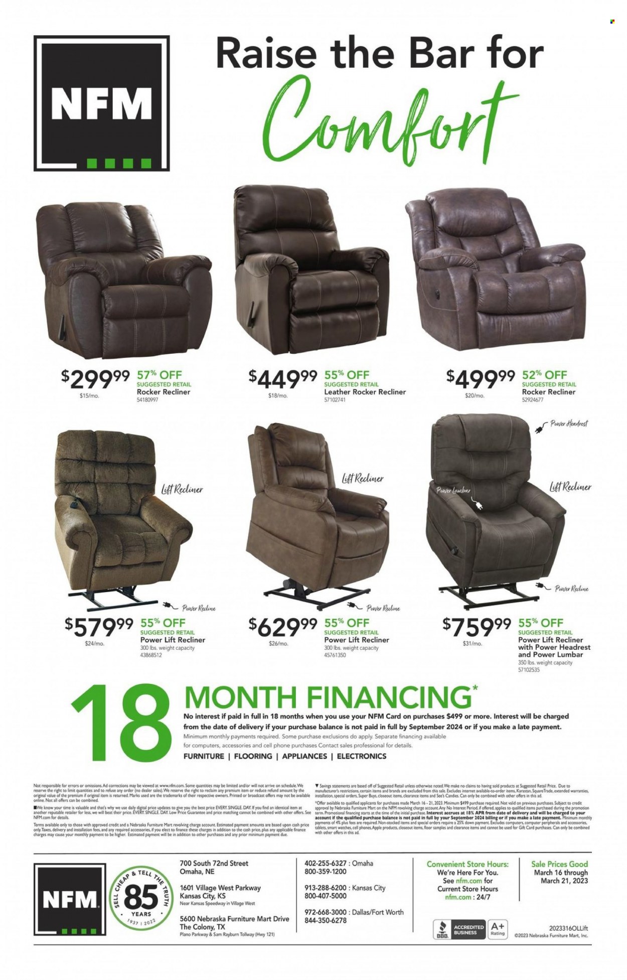 Nebraska Furniture Mart Recliners Ad - Page 1