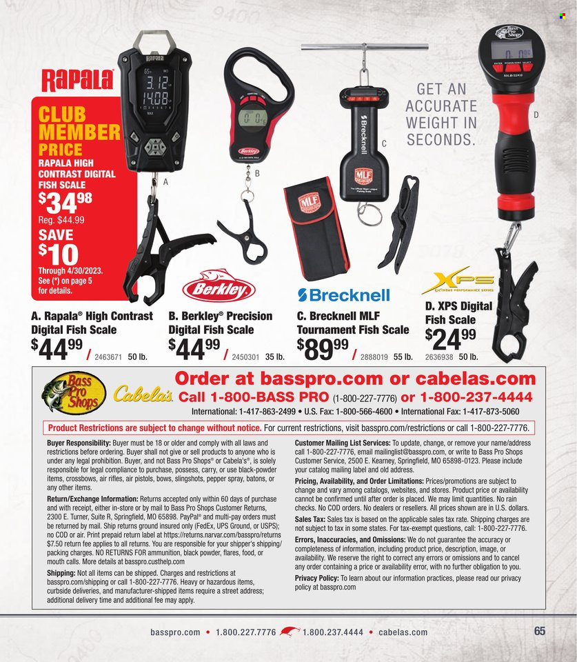 Cabela's + Bass Pro Shops - Bass Fishing Specialist Catalog 2023 - Page 65