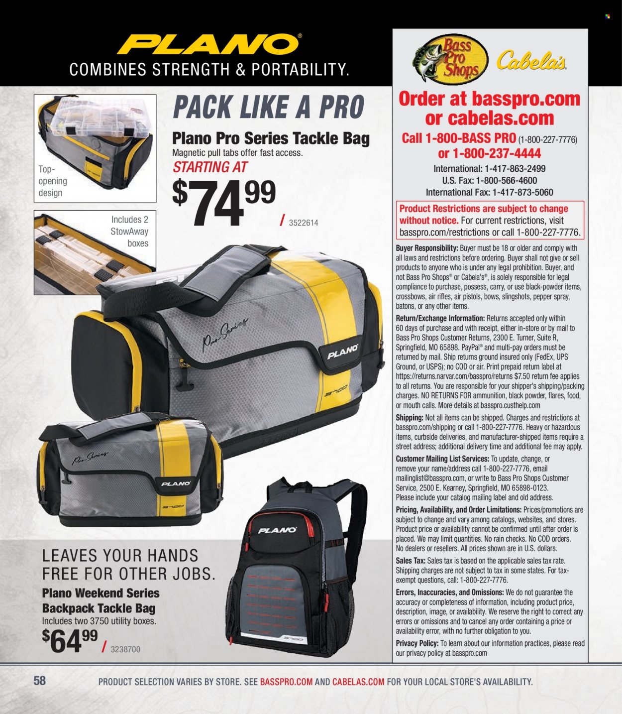 Bass Pro Shops + Cabela's - Summer Angler Specialist Catalog 2023 - Page 58